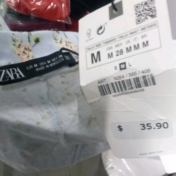 Zara Blue Floral Ruffle Sleeve A-Line T Shirt Dress Women's Size Medium - Picture 6 of 6